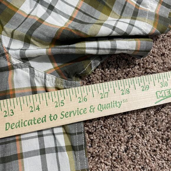 prAna Shirt Mens 2XL Green Orange Plaid Short Sleeve Button Up Casual Outdoors - Picture 6 of 7